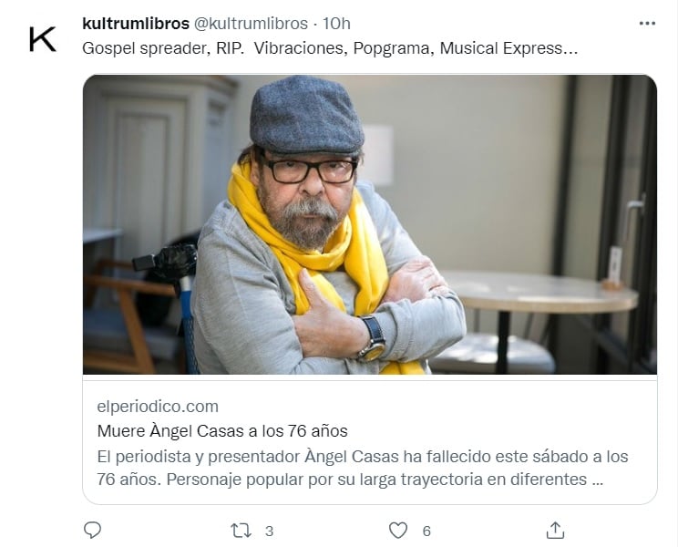 ¿De qué murió Ángel Casas?