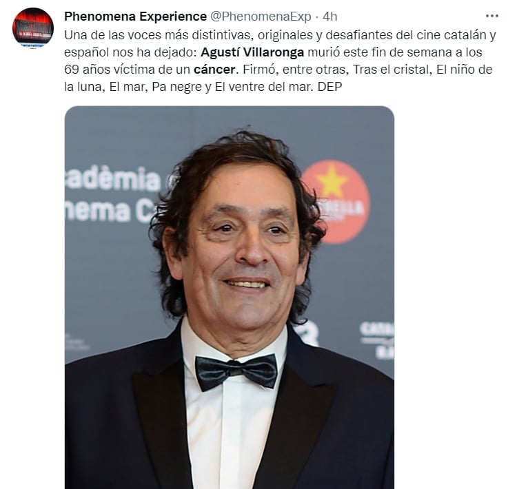 Agustí Villaronga murió a los 69 años de edad