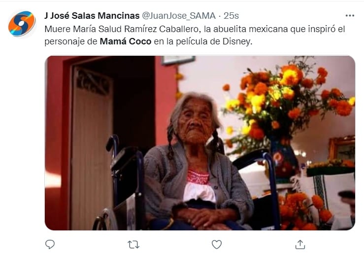 Mamá Coco, "una mujer incansable y gran ejemplo de vida"