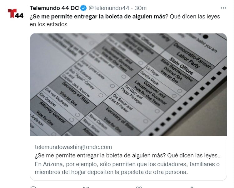 Elecciones 2022: Más de la mitad de los estados tienen leyes que permiten explícitamente a un tercero entregar una papeleta llenada