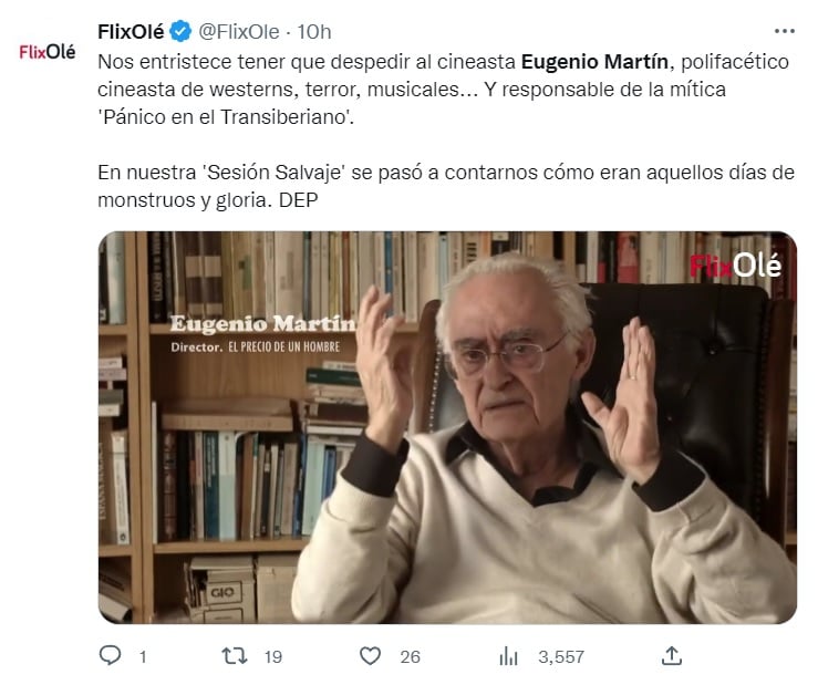 Eugenio Martín dirigió a grandes glorias del cine