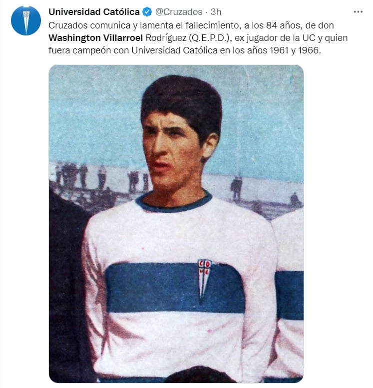 La UC confirma la muerte de Washington Villarroel