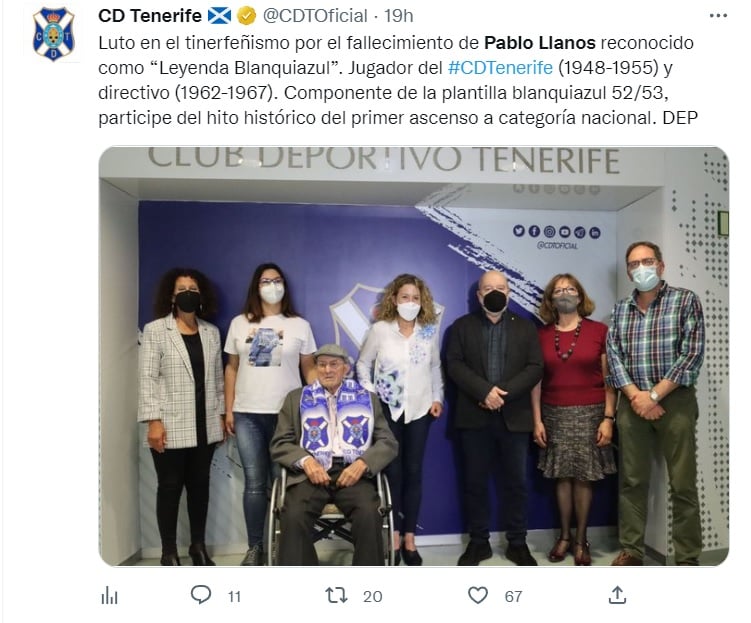 "Luto en el tinerfeñismo por el fallecimiento de Pablo Llanos"