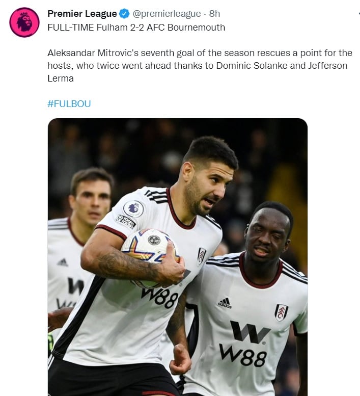 Fulham vs Bournemouth: Alineaciones y estadísticas