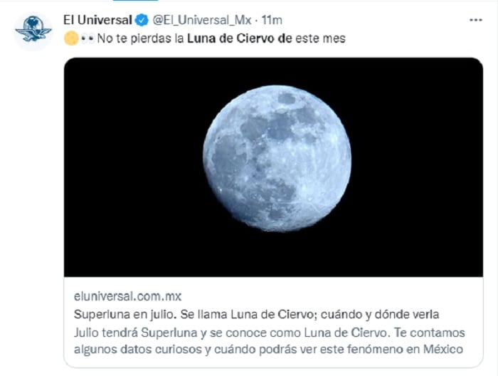 La Luna de Ciervo también es conocida como Luna de Heno