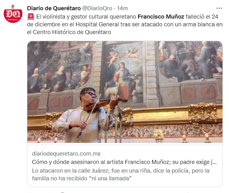Francisco Muñoz habría discutido con su agresor