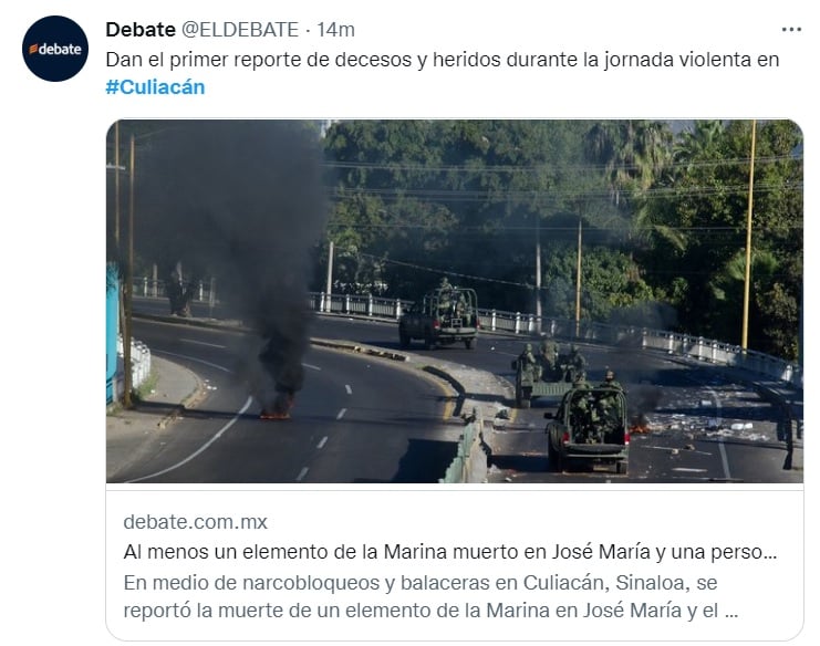 Una persona muerte tras detención del hijo del Chapo, Ovidio Guzmán