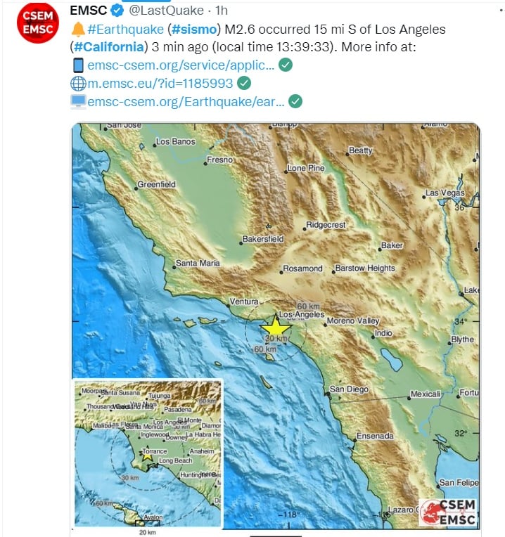 Sismo en Los Ángeles, California: ¿Dónde se sintió?