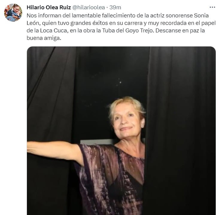 Sonia León, un 'actriz de gran valor para la comunidad'