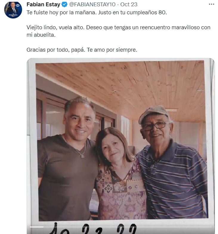 Así dio a conocer Fabián Estay la muerte de su padre