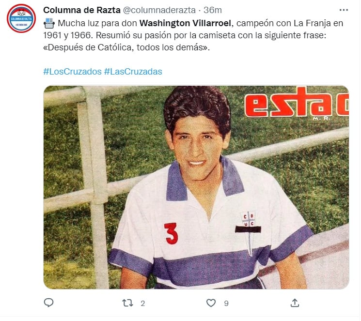 Washington Villarroel, jugador histórico de la UC
