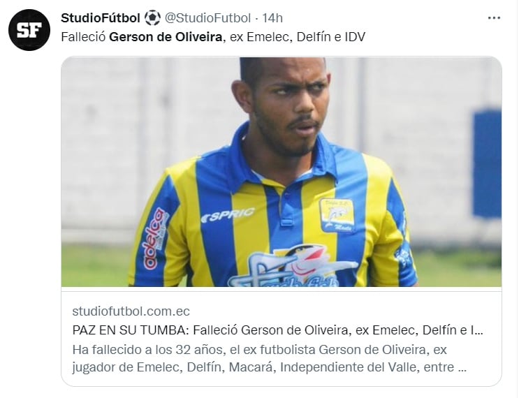 Lamentan la muerte de Gerson de Oliveira