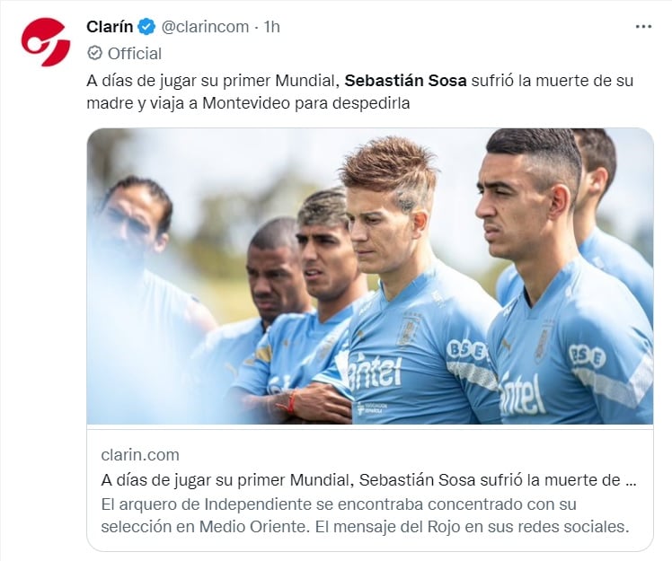 La Selección de Uruguay suspende su entrenamiento en apoyo a Sebastián Sosa