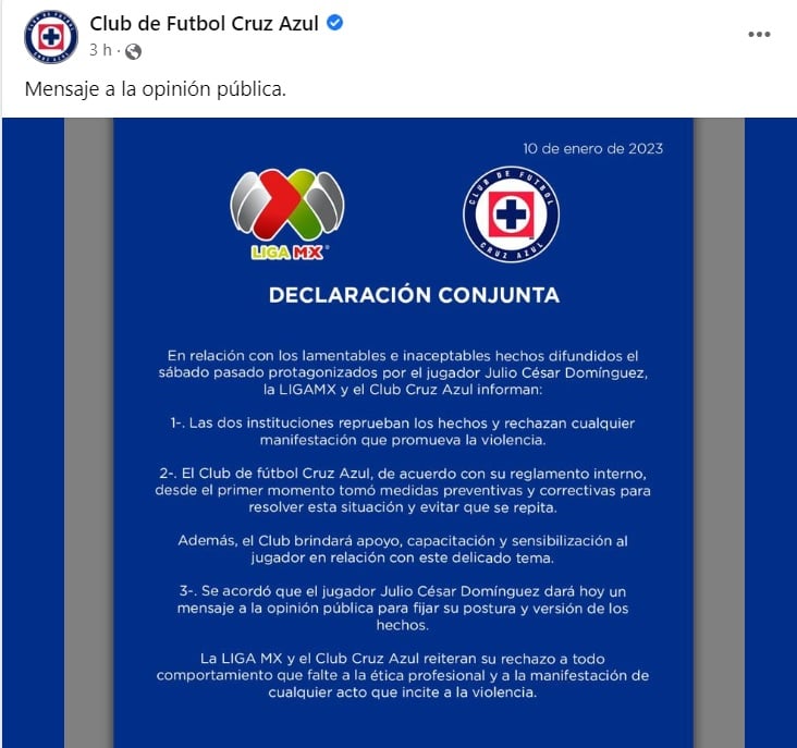 La Liga MX y Cruz Azul fijan su postura