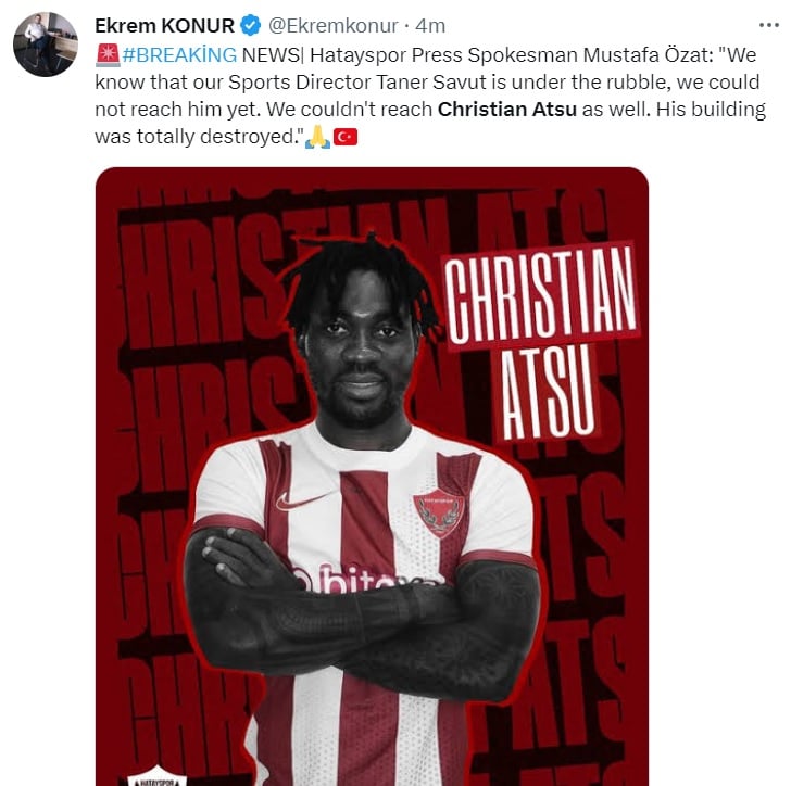 Like Christian Atsu, other athletes are missing after the earthquake in Turkey