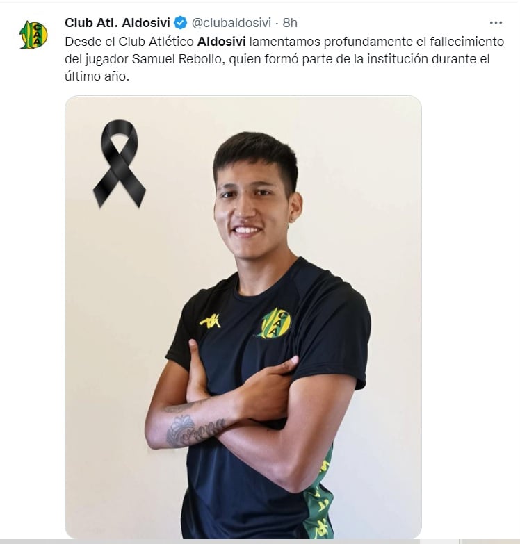 Lamentan la muerte del futbolista argentino Samuel Rebollo