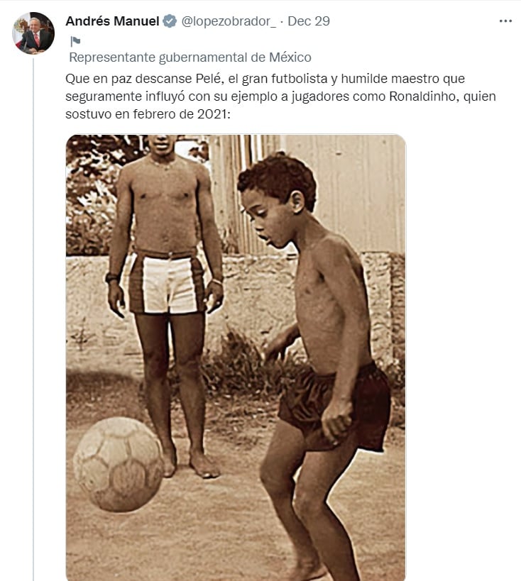 Al igual que Barack Obama, AMLO lamenta la muerte de Pelé, pero algo sale mal