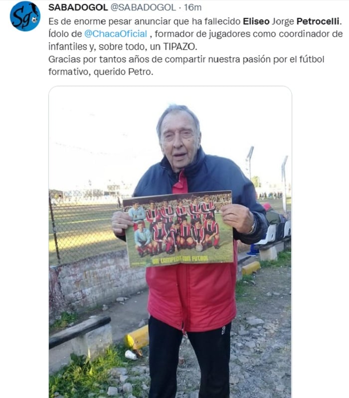 Lamentan la muerte de Eliseo Jorge Petrocelli