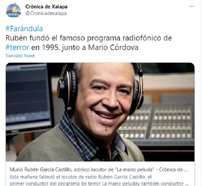 Rubén García Castillo, famous announcer of La Mano Peluda dies