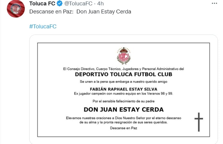 Varios equipos de México se unen a las condolencias y mandan su apoyo a Fabián Estay