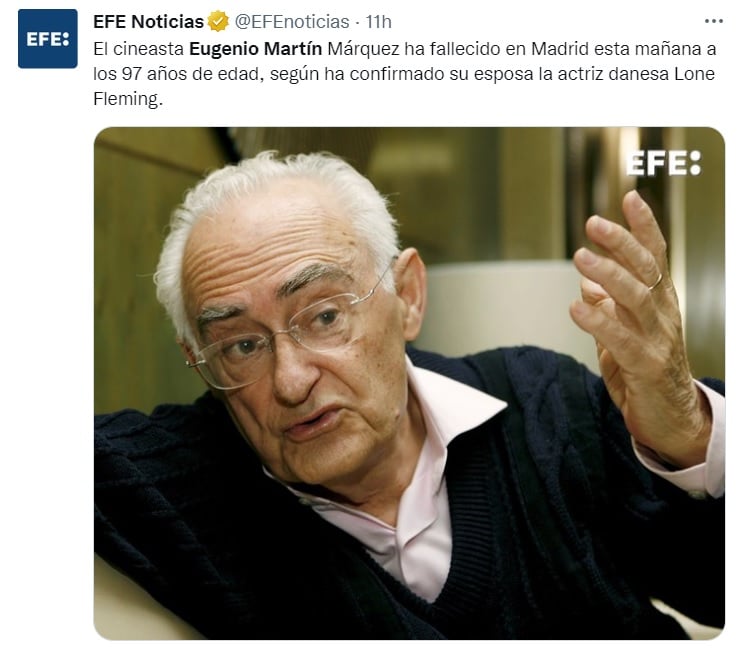 La última película de Eugenio Martín fue La sal de la vida
