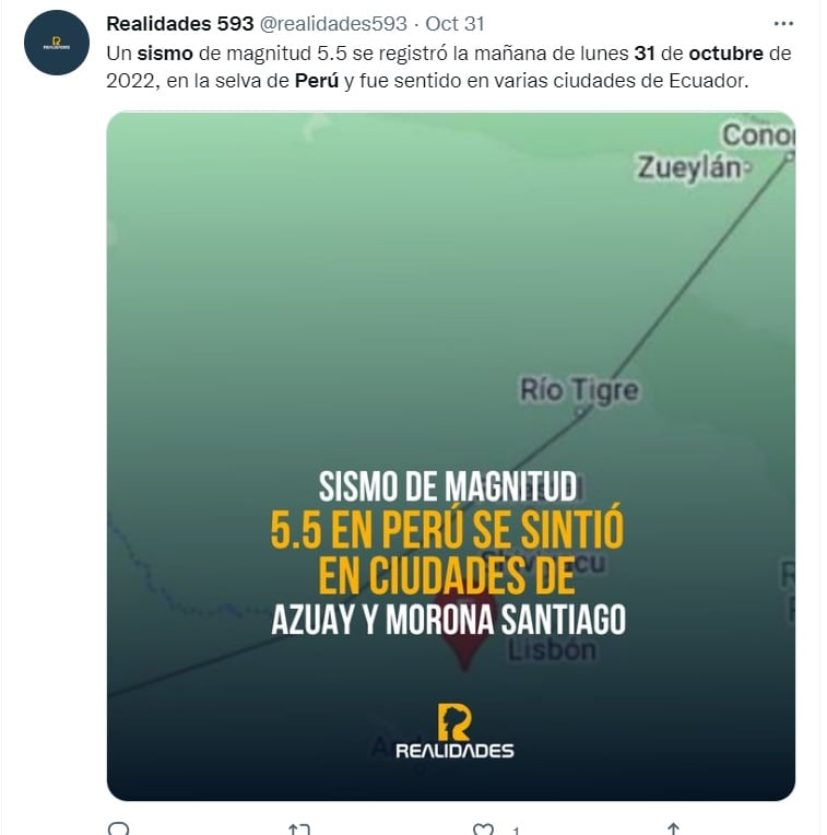 Terremoto que azotó en Perú también se sintió en Ecuador