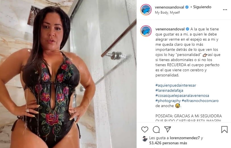 Veneno Sandoval appears with her husband from the shower Nick Hernández