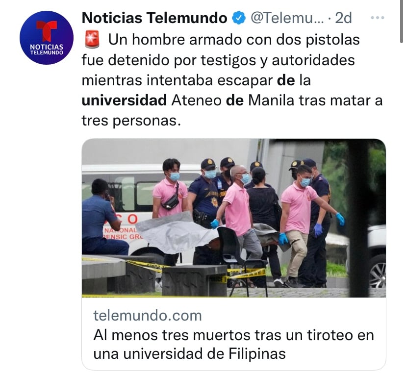 “Estamos conmocionados y entristecidos"