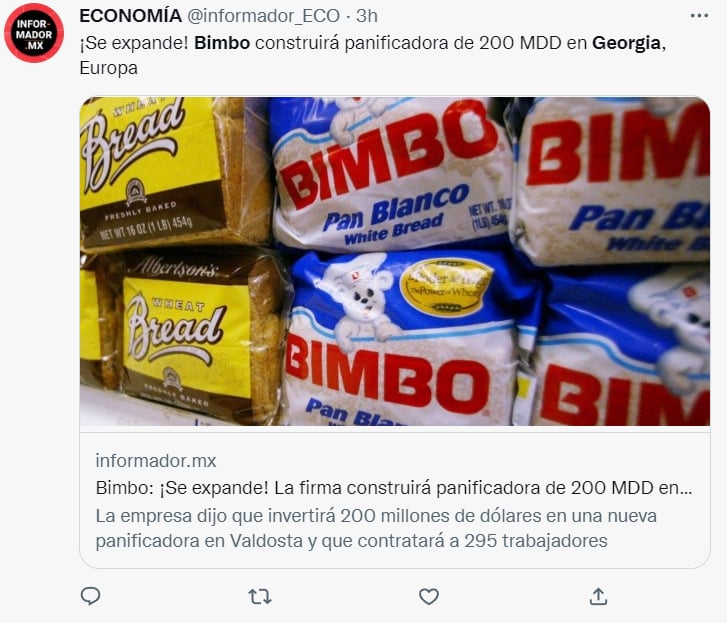 GRUPO BIMBO SETS UP IN GEORGIA