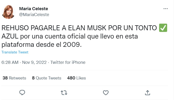 María Celeste Twitter: ¿No quiere adecuarse a las nuevas certificaciones?