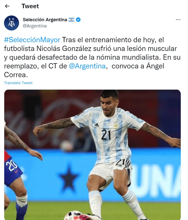 LA SELECCIÓN DE ARGENTINA SUFRE MODIFICACIONES