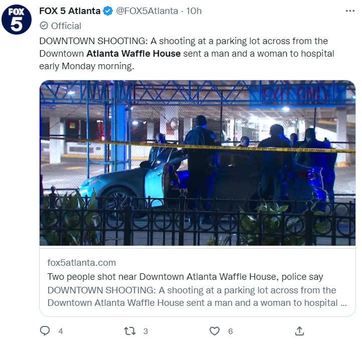REPORTAN BALACERA CERCA DE LA WAFFLE HOUSE