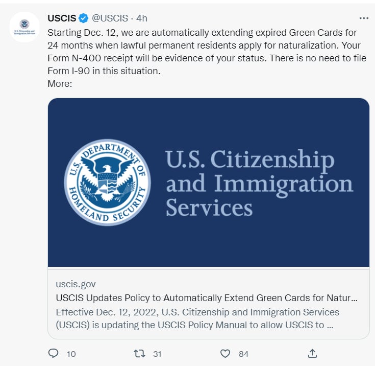 USCIS OFRECE EXTENSIÓN