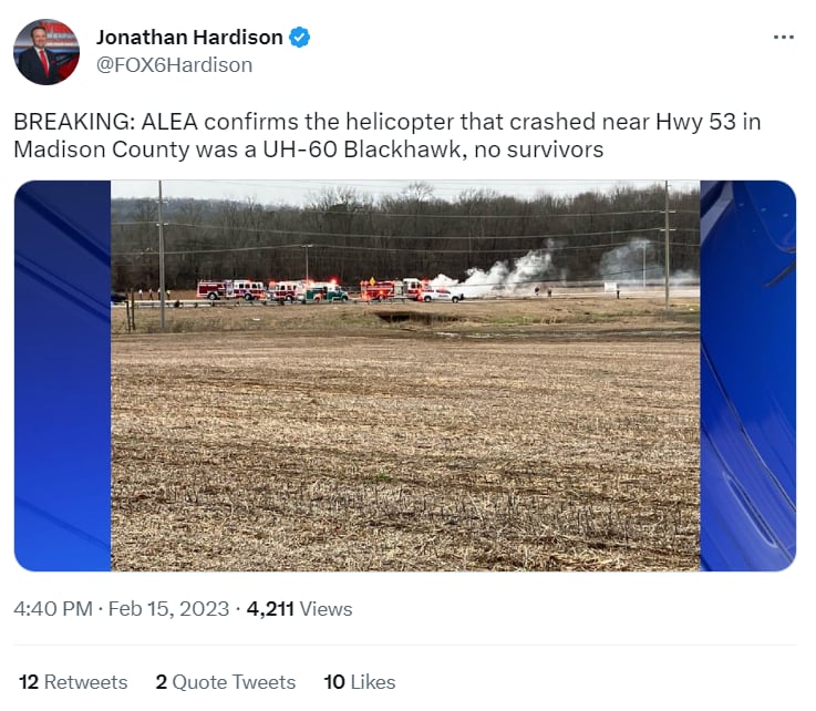 CAE HELICÓPTERO EN PLENA CARRETERA