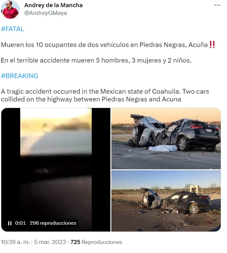 FATAL ACCIDENTE CAUSA LA MUERTE DE DIEZ PERSONAS