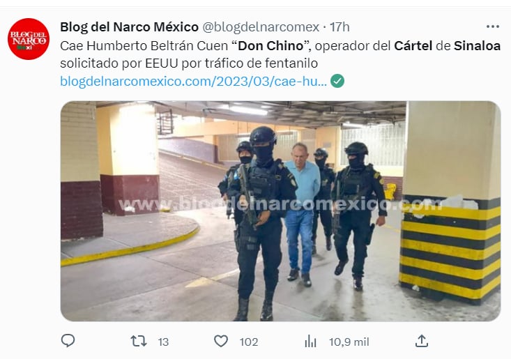 CAE MIEMBRO DEL CÁRTEL DE SINALOA