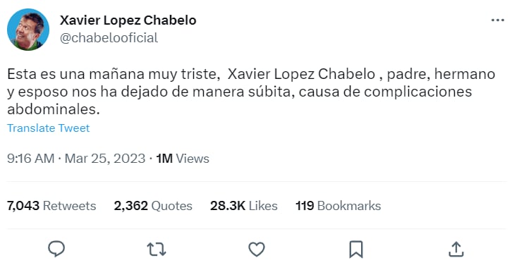 ¿DE QUÉ MURIÓ "CHABELO"?