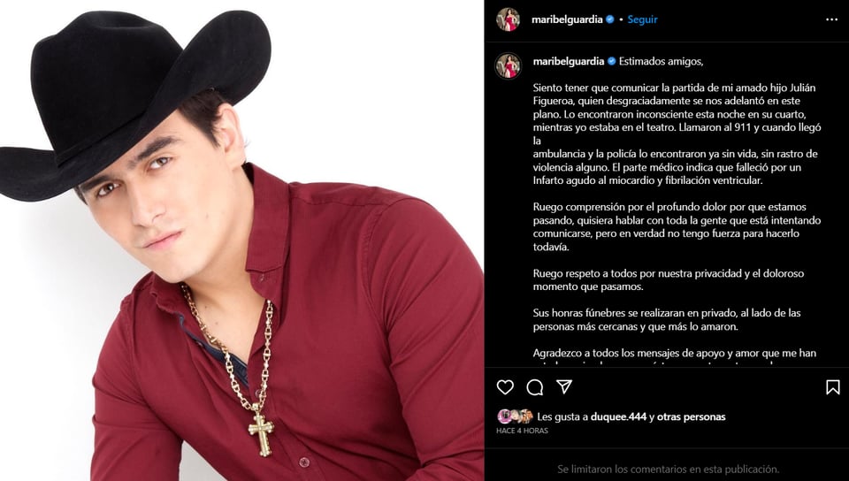 Death certificate Julián Figueroa: What did Maribel Guardia say?