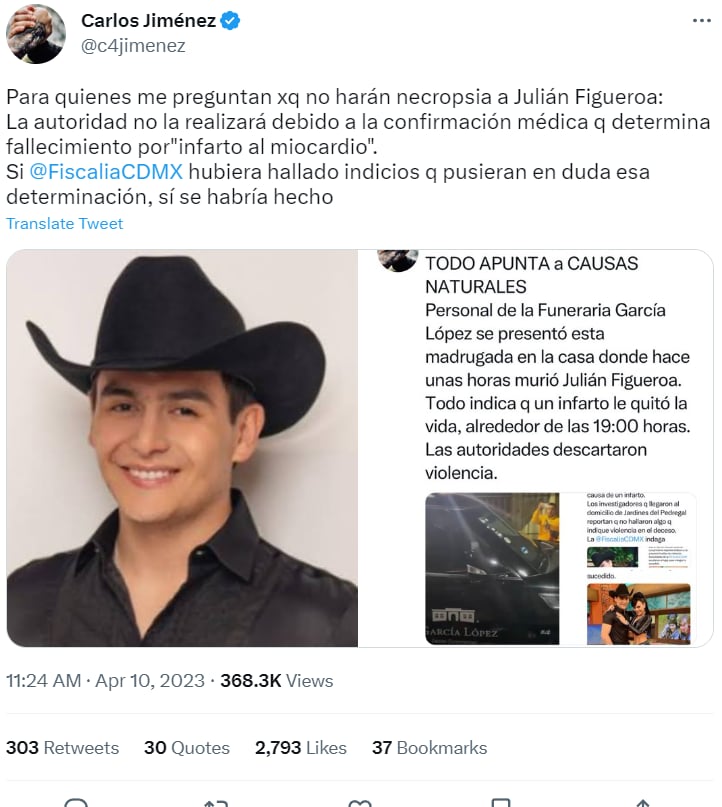 Julián Figueroa autopsy: What happened to Julián Figueroa?