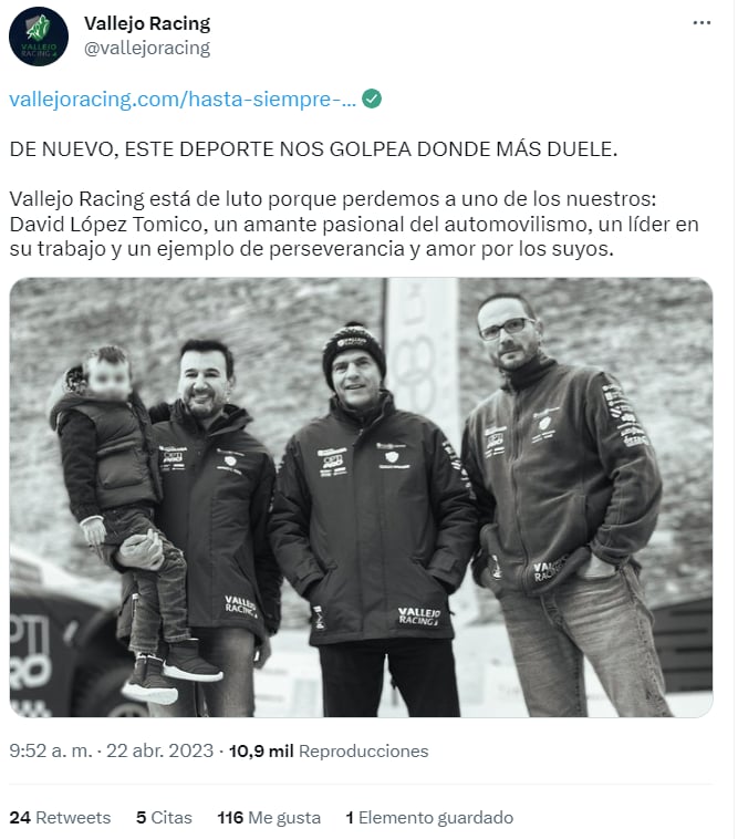 Muere piloto David López: "Este deporte nos golpea donde más duele"