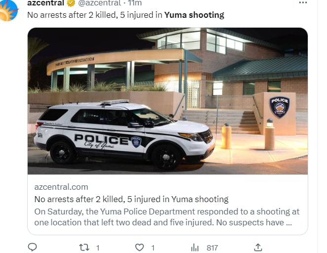 REPORTAN BALACERA EN YUMA