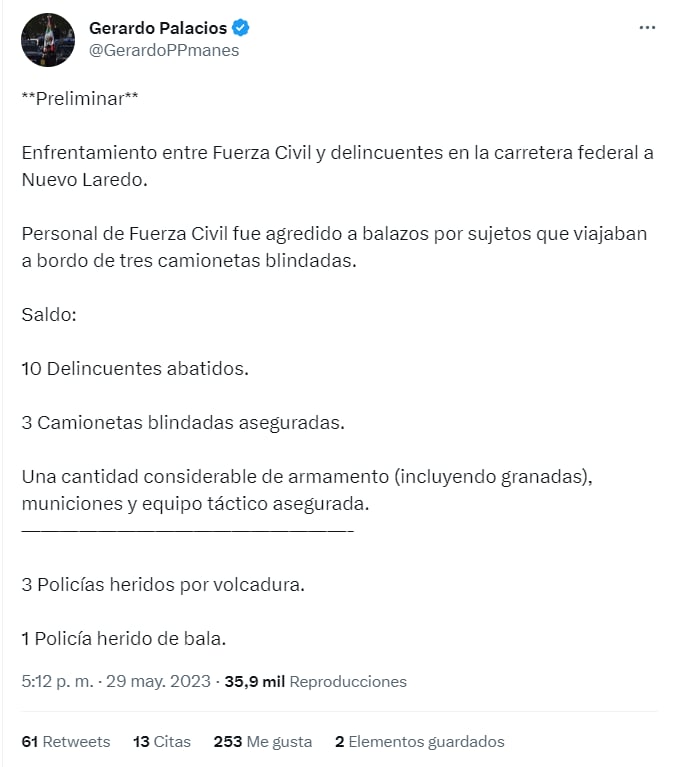 ENFRENTAMIENTO CON NARCOS DEJÓ DIEZ MUERTOS