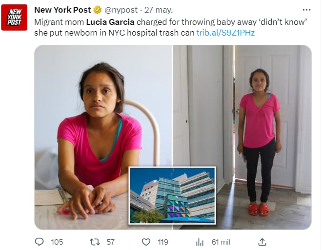 MUJER TIRÓ A SU BEBÉ Y AHORA ENFRENTA LAS CONSECUENCIAS