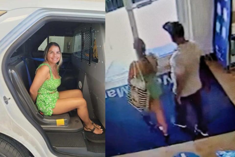 Hispana sonríe en la patrulla tras ser arrestada por robo