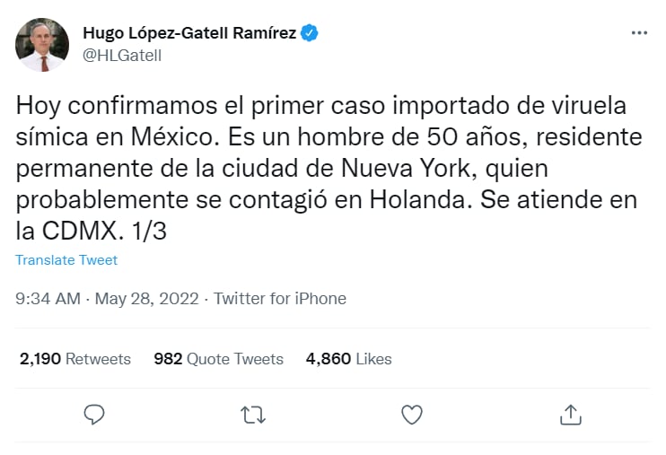 CONFIRM FIRST CASE IN MEXICO