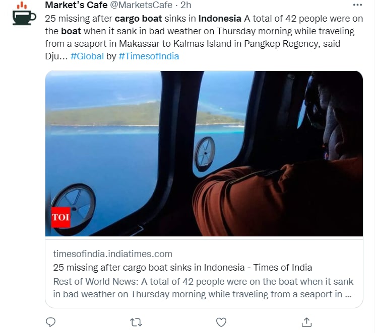 REPORT MISSING AFTER SINKING