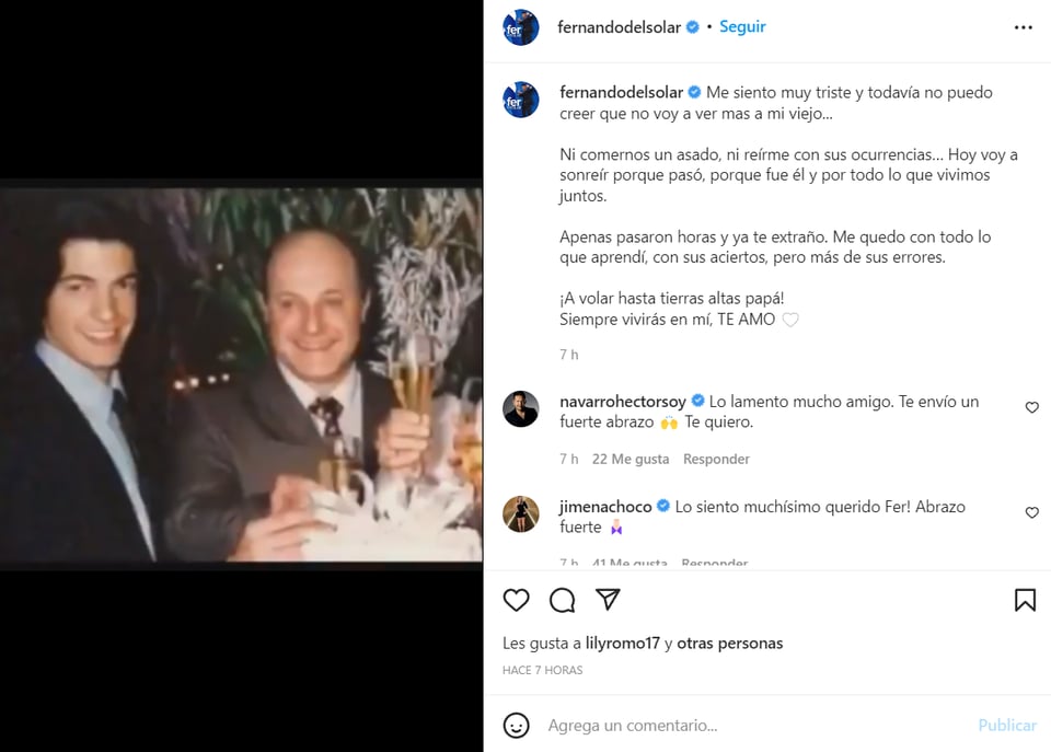 FERNANDO DEL SOLAR ENFRENTA IRREPARABLE PÉRDIDA