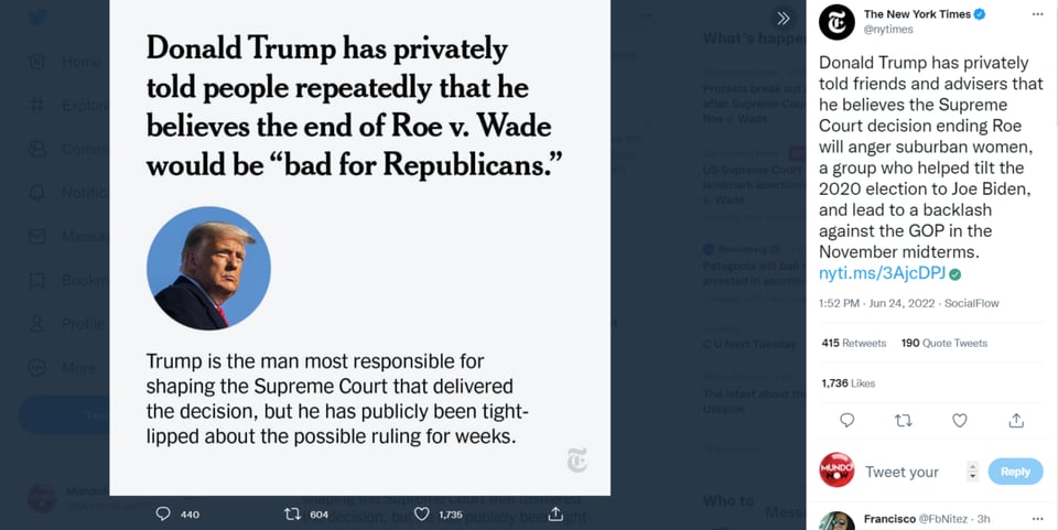 DONALD TRUMP DECLARA SOBRE EL ABORTO