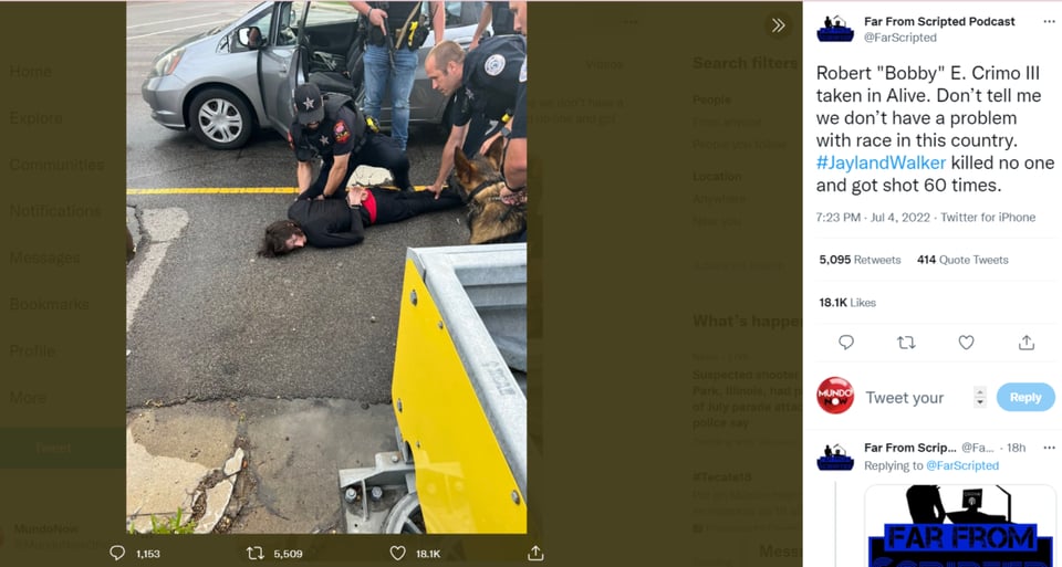 PRESUNTO TIRADOR DE HIGHLAND PARK ESCAPÓ DISFRAZADO