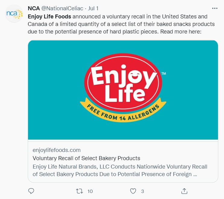 BAKED GOODS RECALL ANNOUNCED